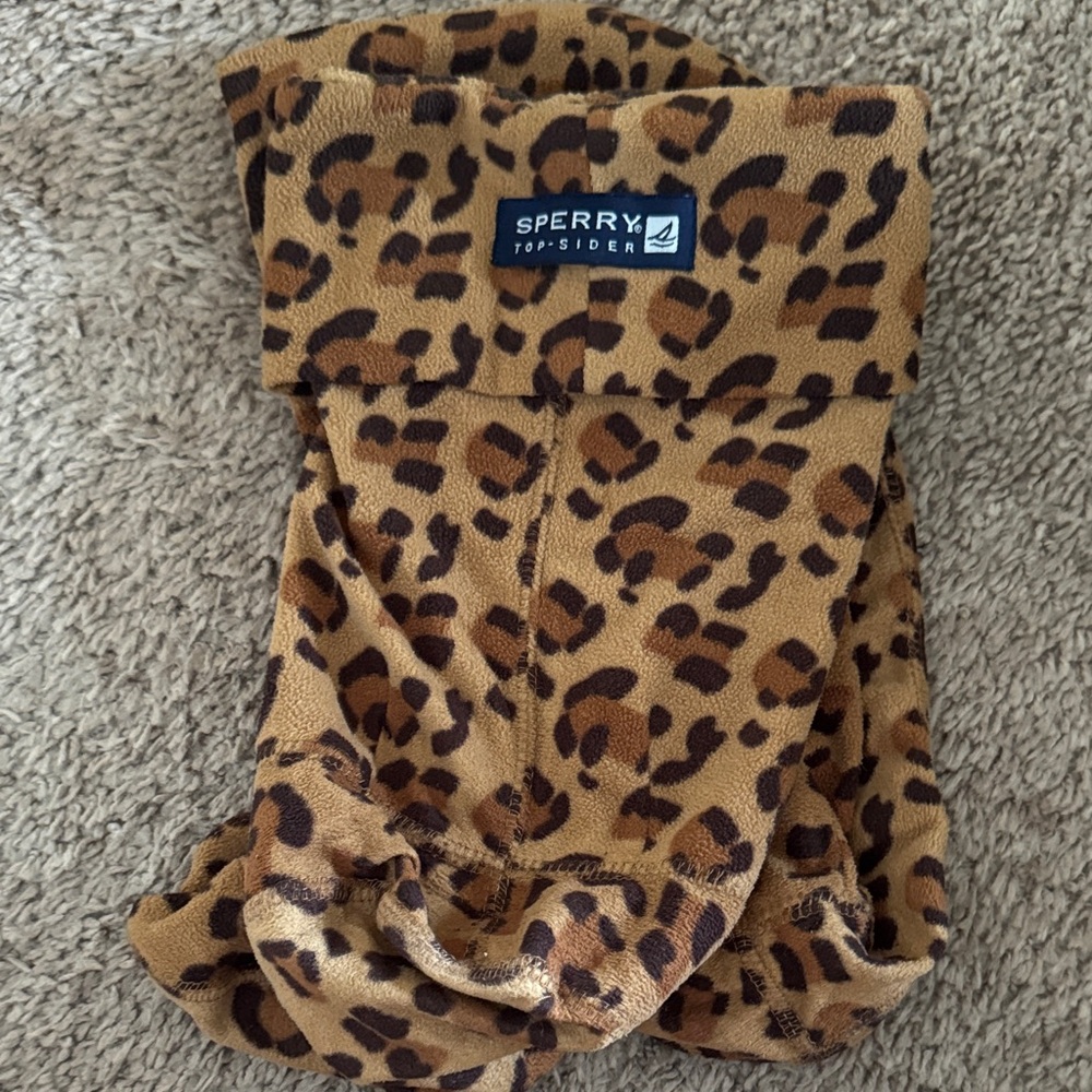 Sperry Tan and Black Animal Print rain boot sock